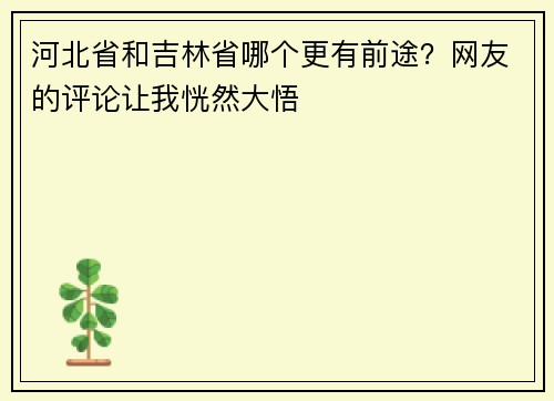 河北省和吉林省哪个更有前途？网友的评论让我恍然大悟